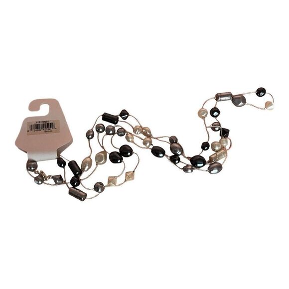 Kim Rogers Silver Strand White, Silver & Black Multi Shape Beaded Necklace NWT - Picture 5 of 9